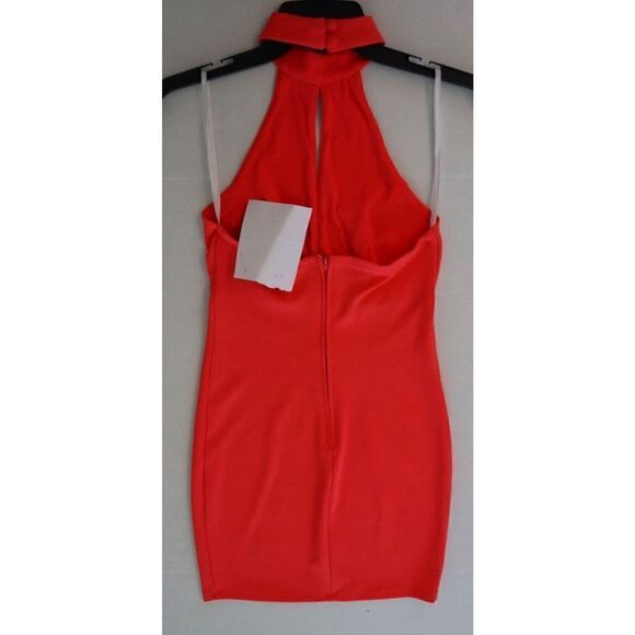 B. Darlin Women's Sz 1/2 Coral Sleeveless Halter Short Party Body Con Dress $54 - Picture 2 of 8